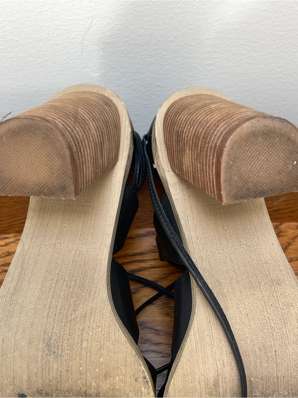 Tony Blanco - Black Leather Ankle Wrap Heel - Picture 8 of 9